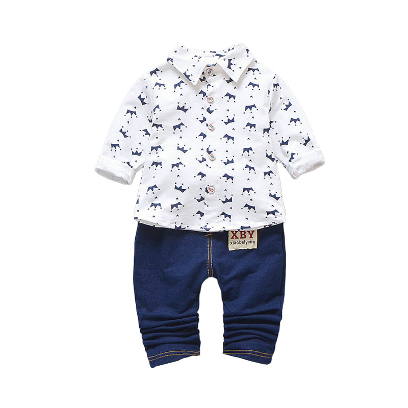 2 Pieces Set Baby Kid Boys Cartoon Print Shirts And Letters Pants Wholesale 22122001