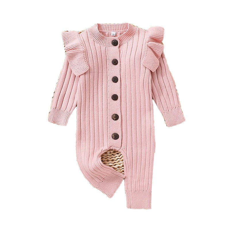 Baby Unisex Solid Color Muslin&Ribbed Jumpsuits Wholesale 221220105