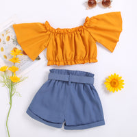 Load image into Gallery viewer, 2 Pieces Set Baby Kid Girls Solid Color Tops And Shorts Wholesale 221220125
