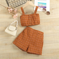 Load image into Gallery viewer, 2 Pieces Set Baby Kid Girls Checked Tank Tops And Shorts Wholesale 221220126
