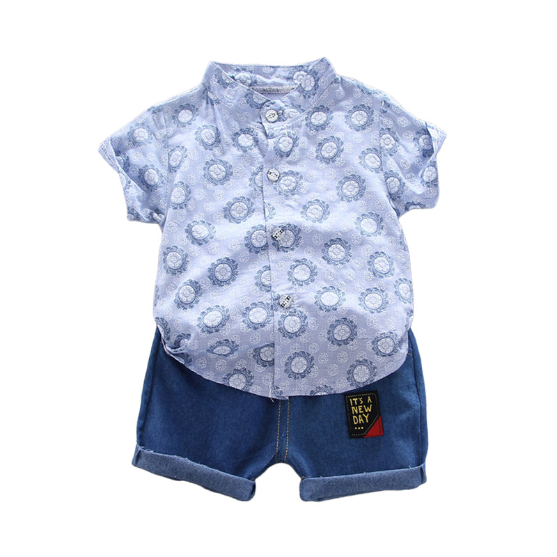 2 Pieces Set Baby Kid Boys Print Tops And Letters Shorts Wholesale 22122013