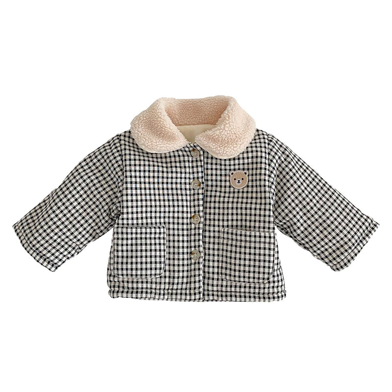 Baby Unisex Checked Cartoon Embroidered Jackets Outwears Wholesale 221220134