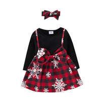 Load image into Gallery viewer, Baby Kid Girls Checked Bow Christmas Dresses Wholesale 221220135
