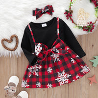 Load image into Gallery viewer, Baby Kid Girls Checked Bow Christmas Dresses Wholesale 221220135
