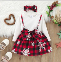 Load image into Gallery viewer, Baby Kid Girls Checked Bow Christmas Dresses Wholesale 221220135
