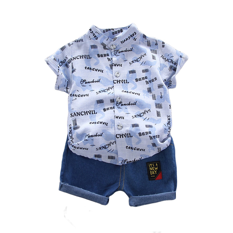 2 Pieces Set Baby Kid Boys Letters Print Shirts And Shorts Wholesale 22122014