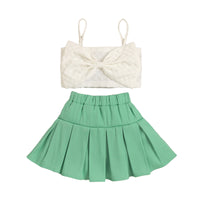 Load image into Gallery viewer, 2 Pieces Set Baby Kid Girls Solid Color Bow Tank Tops And Skirts Wholesale 221220149
