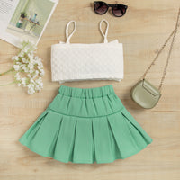 Load image into Gallery viewer, 2 Pieces Set Baby Kid Girls Solid Color Bow Tank Tops And Skirts Wholesale 221220149
