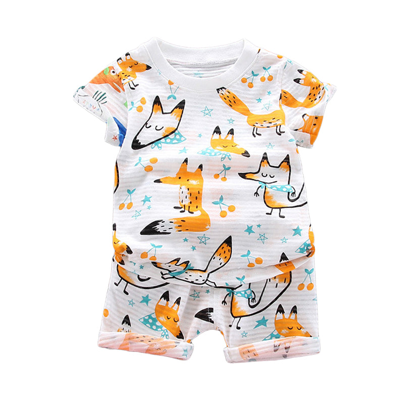 2 Pieces Set Baby Kid Boys Cartoon Print T-Shirts And Star Shorts Wholesale 22122018