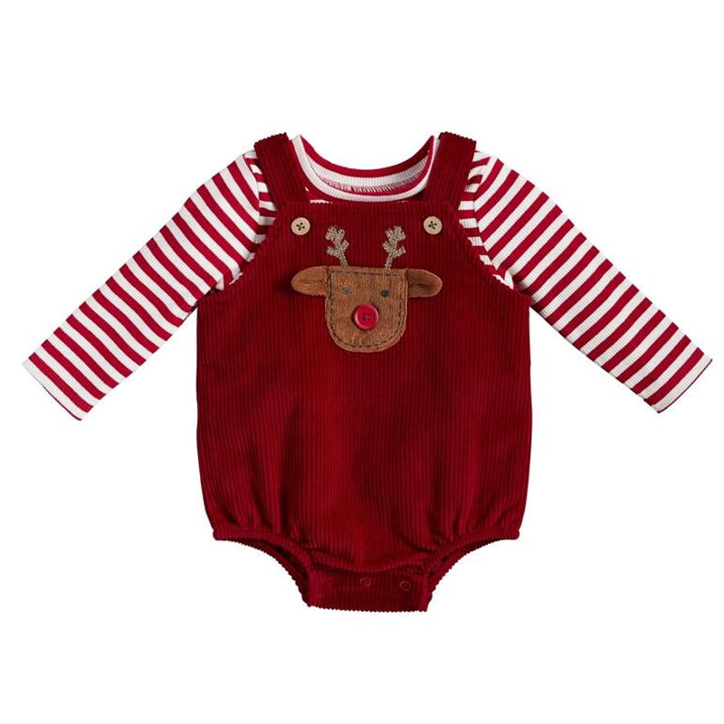2 Pieces Set Baby Unisex Christmas Striped Tops And Cartoon Rompers Wholesale 221220192