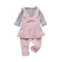 Load image into Gallery viewer, 3 Pieces Set Baby Kid Girls Striped Tops Bow Vests Waistcoats And Solid Color Pants Wholesale 22122022
