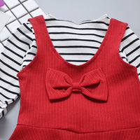 Load image into Gallery viewer, 3 Pieces Set Baby Kid Girls Striped Tops Bow Vests Waistcoats And Solid Color Pants Wholesale 22122022
