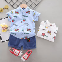 Load image into Gallery viewer, 2 Pieces Set Baby Kid Boys Letters Cartoon Print Shirts And Shorts Wholesale 22122036
