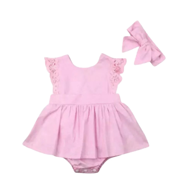 Baby Girls Solid Color Rompers Wholesale 22122051