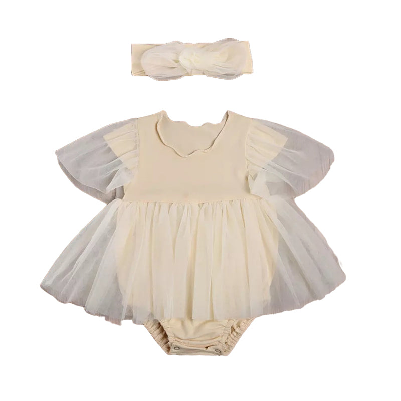 Baby Girls Solid Color Rompers Wholesale 22122066