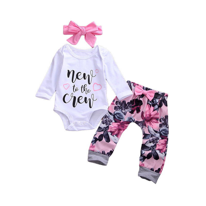 2 Pieces Set Baby Girls Letters Love heart Print Rompers And Bow Pants Wholesale 22122068