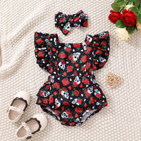 Load image into Gallery viewer, Baby Girls Flower Cartoon Print Rompers Wholesale 22122097
