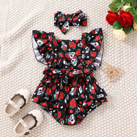 Load image into Gallery viewer, Baby Girls Flower Cartoon Print Rompers Wholesale 22122097
