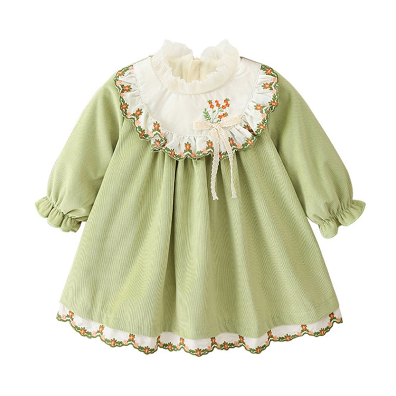 Baby Kid Girls Flower Embroidered Dresses Wholesale 221221101