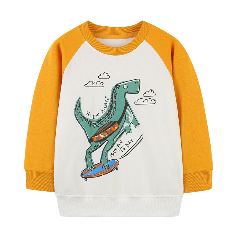 Baby Kid Boys Color-blocking Dinosaur Print Hoodies Swearshirts Wholesale 221221120
