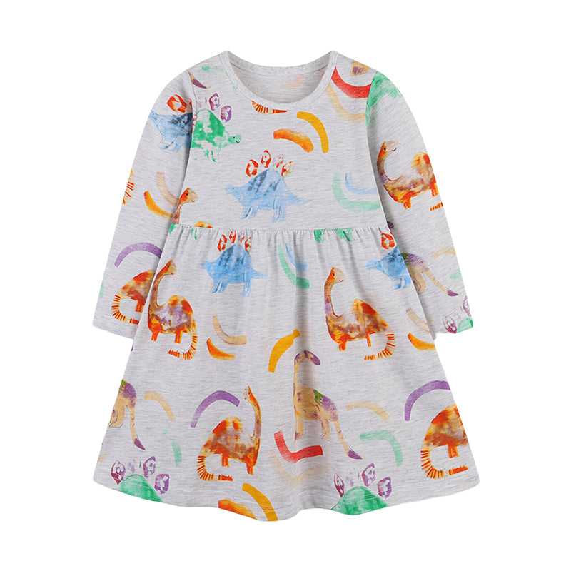 Baby Kid Girls Dinosaur Print Dresses Wholesale 221221132