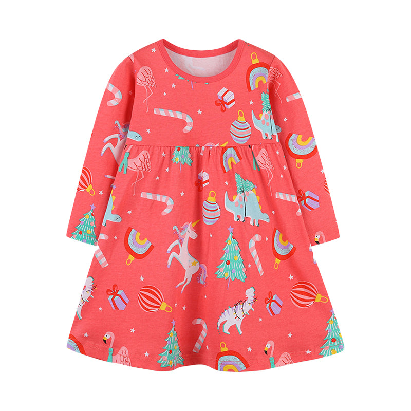Baby Kid Girls Cartoon Print Dresses Wholesale 221221169