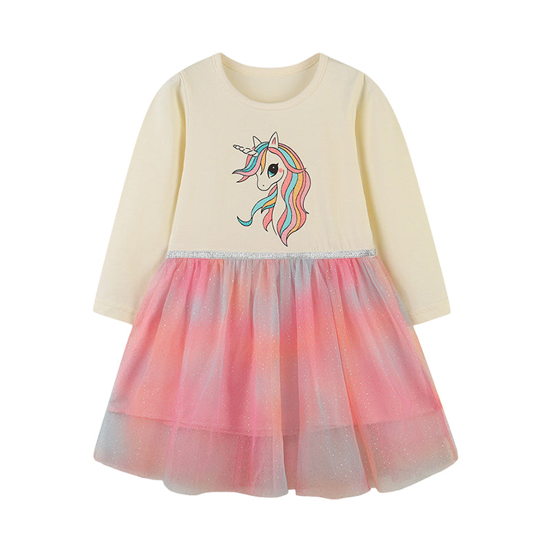 Baby Kid Girls Tie Dye Cartoon Print Dresses Wholesale 221221189