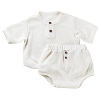 Load image into Gallery viewer, 2 Pieces Set Baby Kid Unisex Solid Color Print Tops And Shorts Wholesale 221221196
