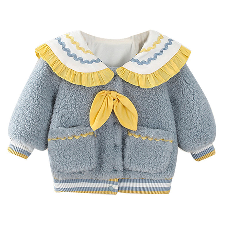 Baby Kid Girls Color-blocking Bow Embroidered Jackets Outwears Wholesale 221221202