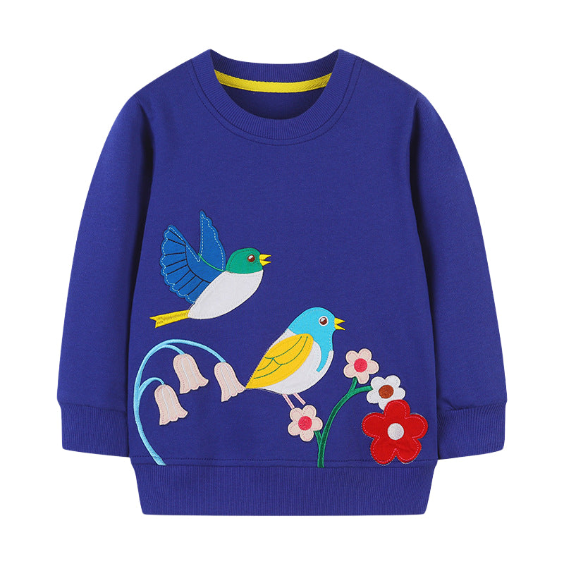 Baby Kid Girls Flower Animals Embroidered Hoodies Swearshirts Wholesale 221221212