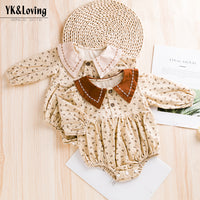 Load image into Gallery viewer, Baby Girls Flower Print Rompers Wholesale 221221213
