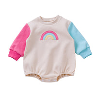 Load image into Gallery viewer, Baby Unisex Color-blocking Rainbow Embroidered Rompers Wholesale 221221215
