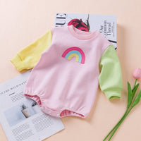Load image into Gallery viewer, Baby Unisex Color-blocking Rainbow Embroidered Rompers Wholesale 221221215
