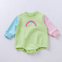 Load image into Gallery viewer, Baby Unisex Color-blocking Rainbow Embroidered Rompers Wholesale 221221215
