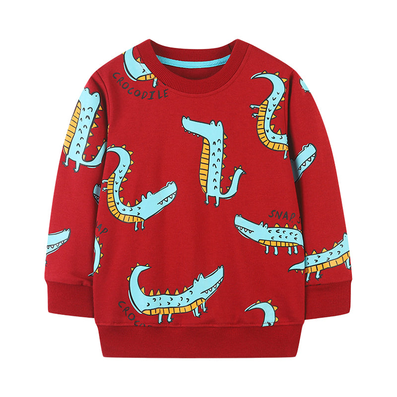 Baby Kid Boys Animals Crocodile Print Hoodies Swearshirts Wholesale 221221219