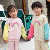 Load image into Gallery viewer, 2 Pieces Set Baby Kid Unisex Color-blocking Rainbow Hoodies Swearshirts And Shorts Wholesale 221221224
