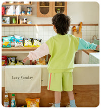 Load image into Gallery viewer, 2 Pieces Set Baby Kid Unisex Color-blocking Rainbow Hoodies Swearshirts And Shorts Wholesale 221221224
