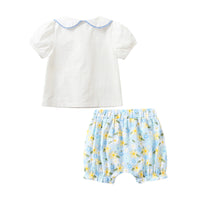 Load image into Gallery viewer, 2 Pieces Set Baby Kid Girls Embroidered Print Tops And Flower Shorts Wholesale 221221279
