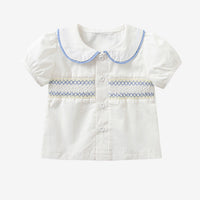 Load image into Gallery viewer, 2 Pieces Set Baby Kid Girls Embroidered Print Tops And Flower Shorts Wholesale 221221279
