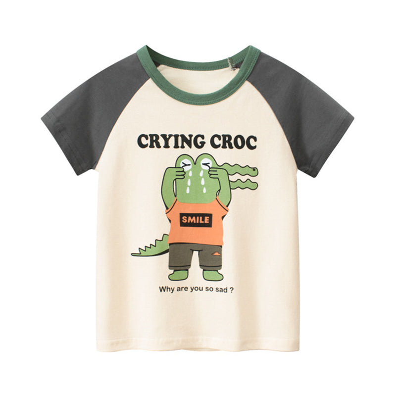 Baby Kid Boys Letters Cartoon Crocodile Print T-Shirts Wholesale 221221286