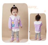 Load image into Gallery viewer, 2 Pieces Set Baby Kid Girls Flower Tops And Striped Pants Wholesale 221221288
