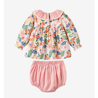 Load image into Gallery viewer, 2 Pieces Set Baby Kid Girls Flower Print Tops And Solid Color Shorts Wholesale 221221290
