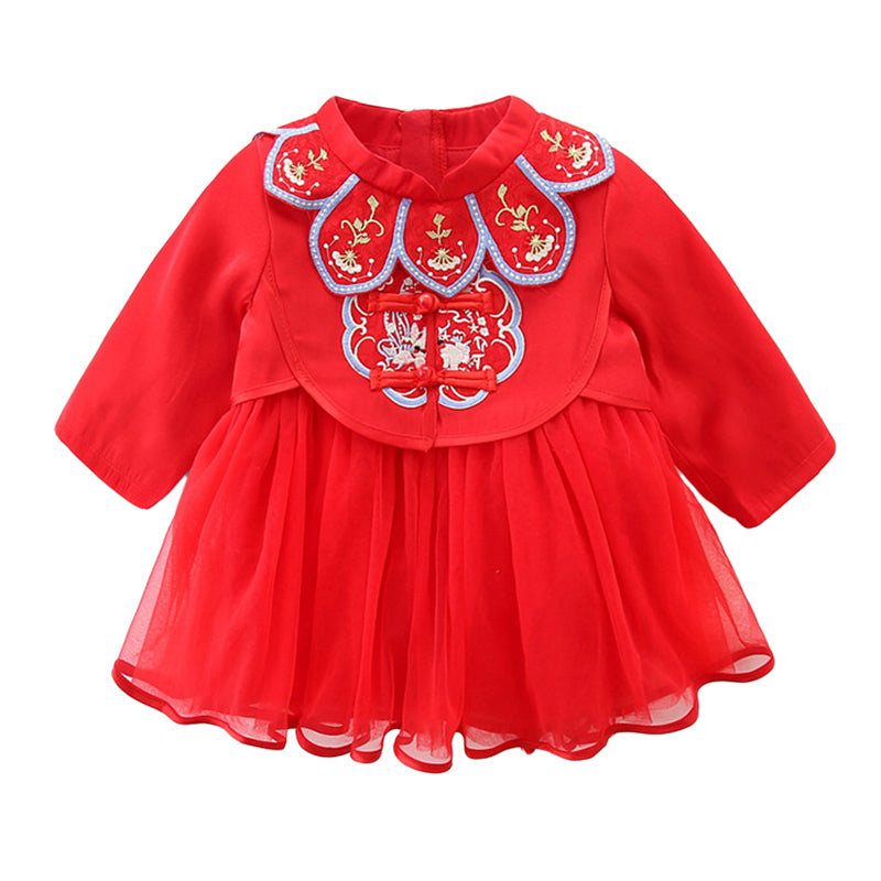 Baby Kid Girls Flower Embroidered Dresses Wholesale 221221305