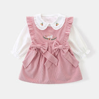 Load image into Gallery viewer, 2 Pieces Set Baby Kid Girls Flower Embroidered Tops And Dresses Wholesale 221221308
