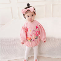 Load image into Gallery viewer, Baby Girls Flower Love heart Print Rompers Wholesale 221221309
