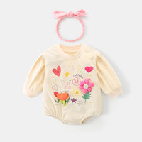 Load image into Gallery viewer, Baby Girls Flower Love heart Print Rompers Wholesale 221221309
