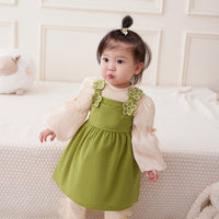 Load image into Gallery viewer, 2 Pieces Set Baby Kid Girls Solid Color Bow Tops And Flower Dresses Wholesale 221221321
