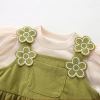 Load image into Gallery viewer, 2 Pieces Set Baby Kid Girls Solid Color Bow Tops And Flower Dresses Wholesale 221221321
