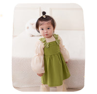 Load image into Gallery viewer, 2 Pieces Set Baby Kid Girls Solid Color Bow Tops And Flower Dresses Wholesale 221221321
