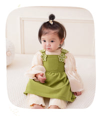 Load image into Gallery viewer, 2 Pieces Set Baby Kid Girls Solid Color Bow Tops And Flower Dresses Wholesale 221221321

